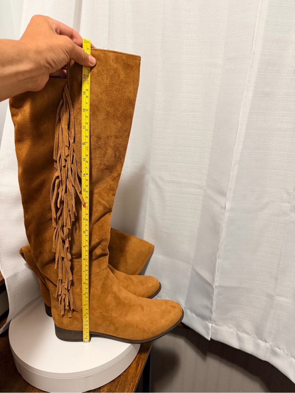 Fringe Tall Suede Knee-High Boots - NEW! Size 10 -Tan - Picture 6 of 7